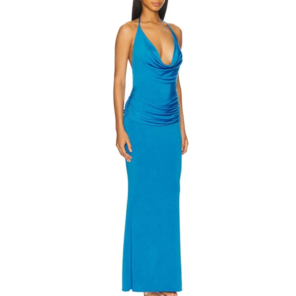 Katie May Selene Gown Vibrant Blue Halter Maxi Dress - REVOLVE - Picture 2 of 3